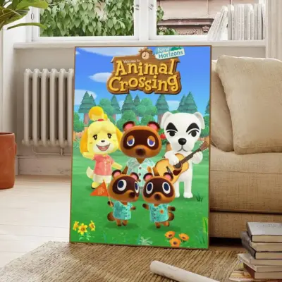 Animal Crossing Cozy Island Colorful Wall Art