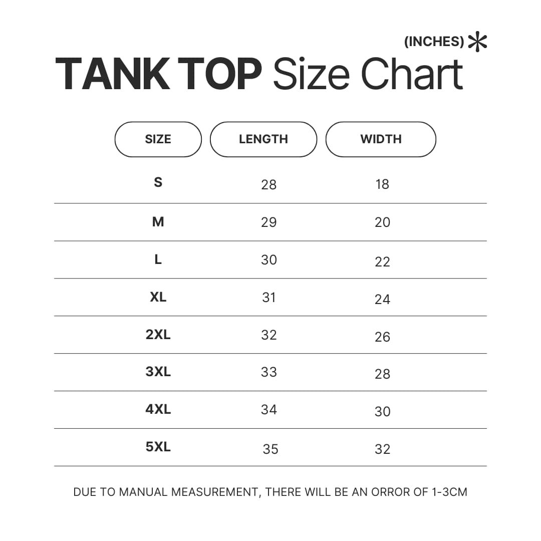 Tank Top Size Chart - Animal Crossing AU Store