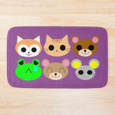 Cute Animal Crossing Heads Bath Mat