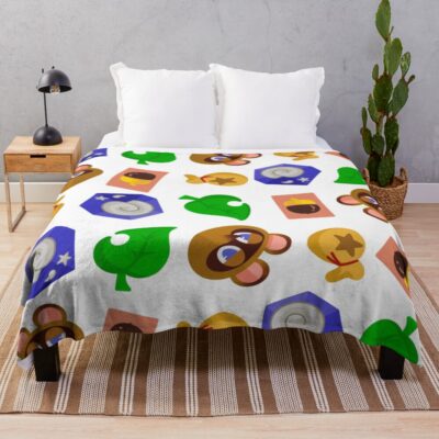 Animal Crossing Icon Pattern Throw Blanket
