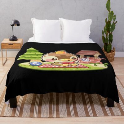 Orange Girl Villager Throw Blanket