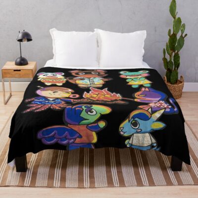 Camp Out Island Friends Throw Blanket