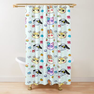 Animal Crossing Character Pattern Shower Curtain