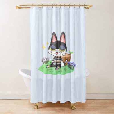 Punchy Lazy Cat Shower Curtain