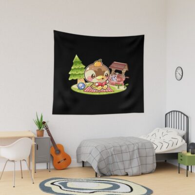 Orange Girl Villager Tapestry