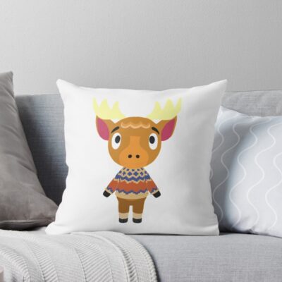 Erik Happy Reindeer Acnh Throw Pillow