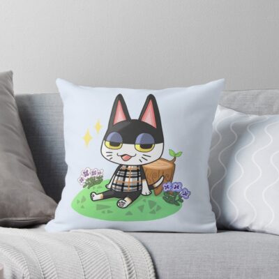 Punchy Lazy Cat Acnh Throw Pillow