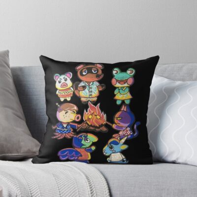 Camp Out Island Friends Throw Pillow