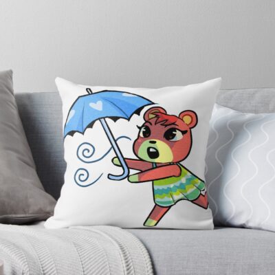 Cheri Peppy Bear Acnh Throw Pillow