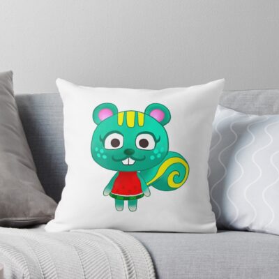 Nibbles Peppy Squirrel Throw Pillow