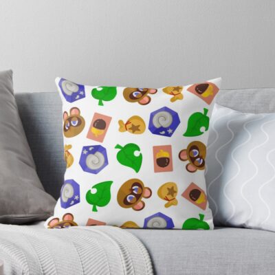 Animal Crossing Icon Pattern Throw Pillow